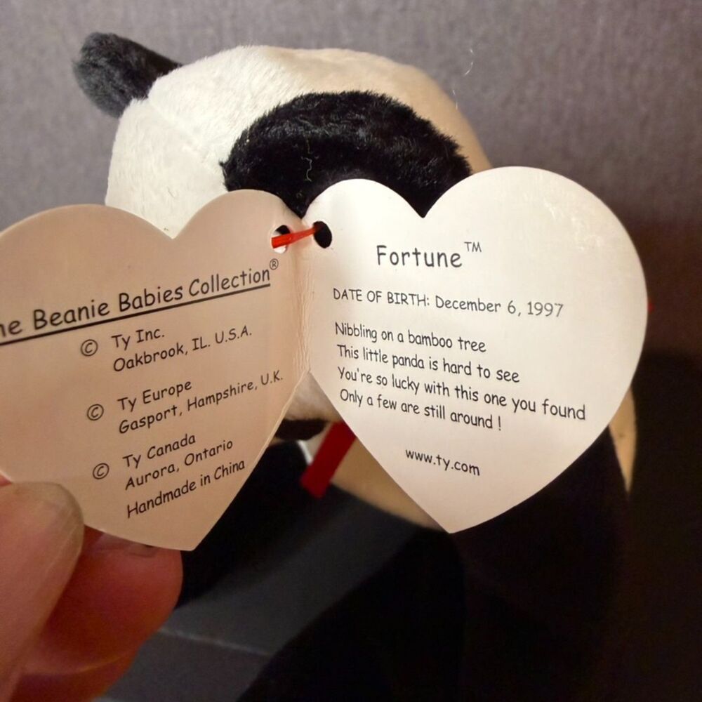Ty Beanie Baby Fortune Panda Bear Plush 1998 w/ Hang Tag Retired Vintage - Picture 3 of 16